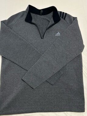 adidas Golf Charcoal Gray Quarter-Zip Pullover with Black Collar